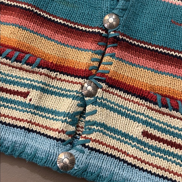 Incredible RARE Ralph Lauren Country VINTAGE cotton cardigan Southwest fits S M - Picture 3 of 12